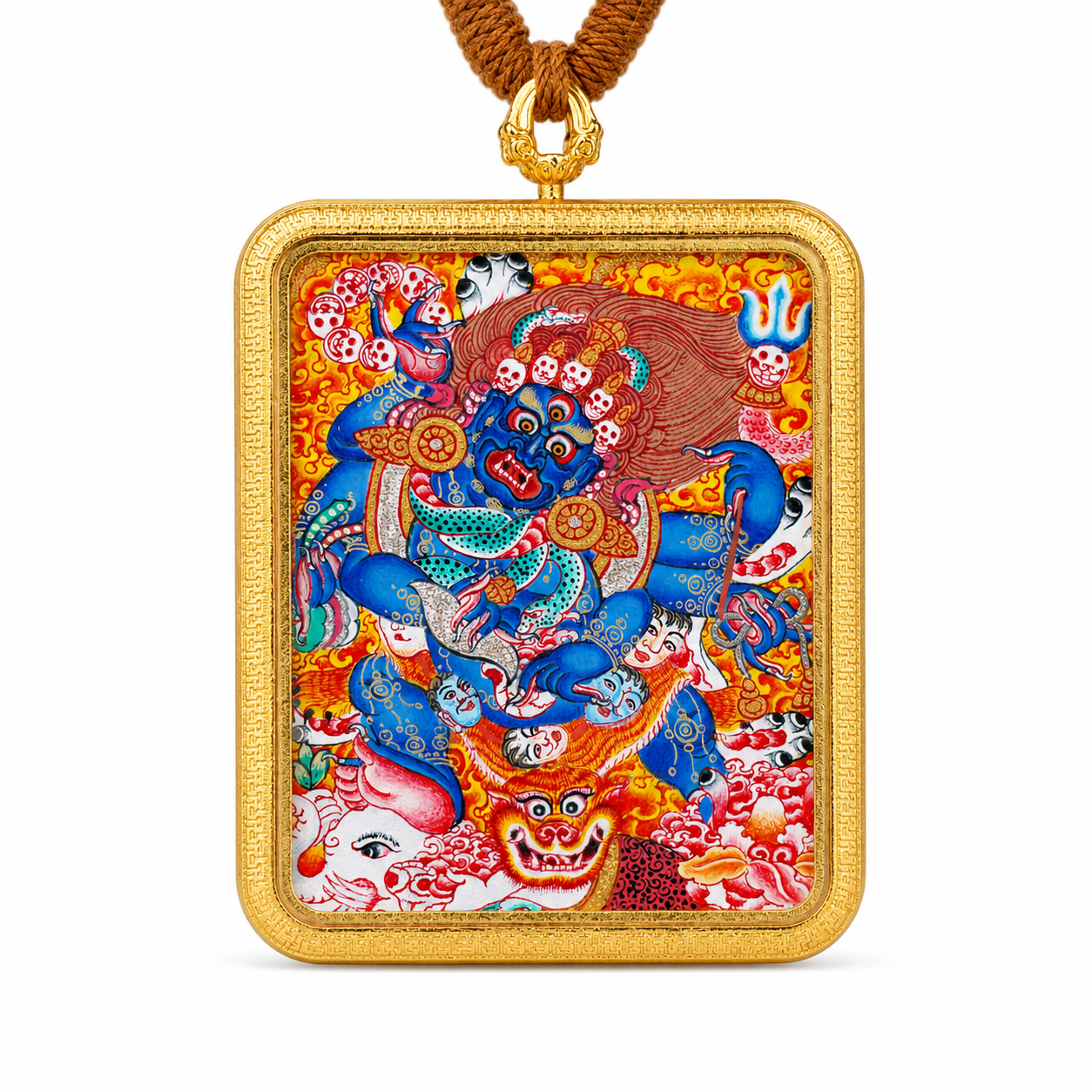 六臂玛哈嘎拉（大黑天）随身唐卡吊坠（嘎乌盒吊坠）