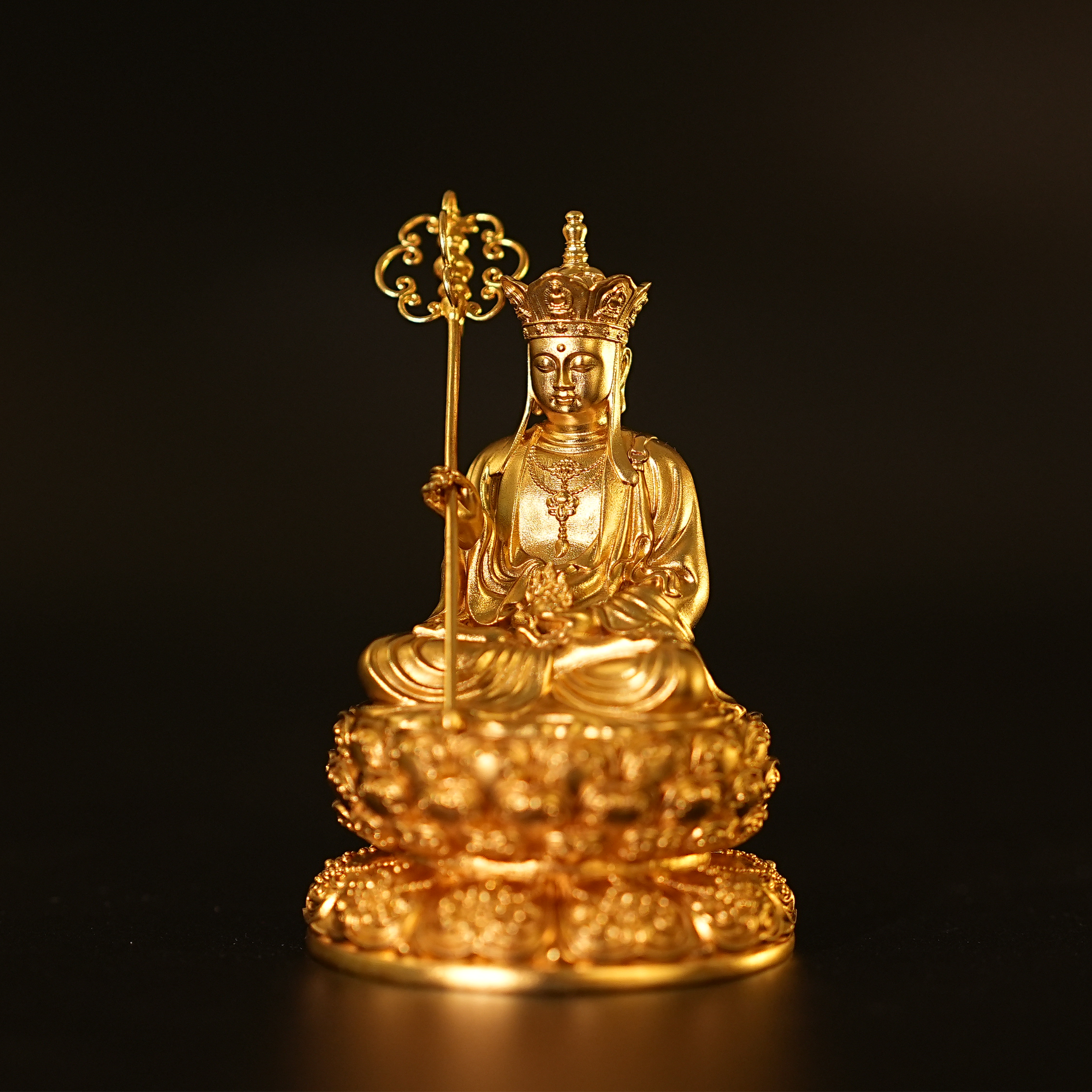 地藏王菩萨鎏金坐像・开光祈福摆件