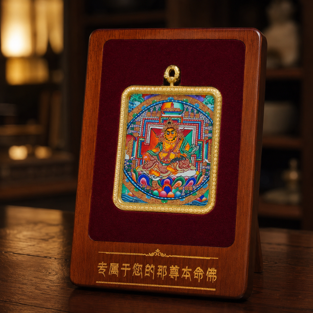 黄财神唐卡木质陈列