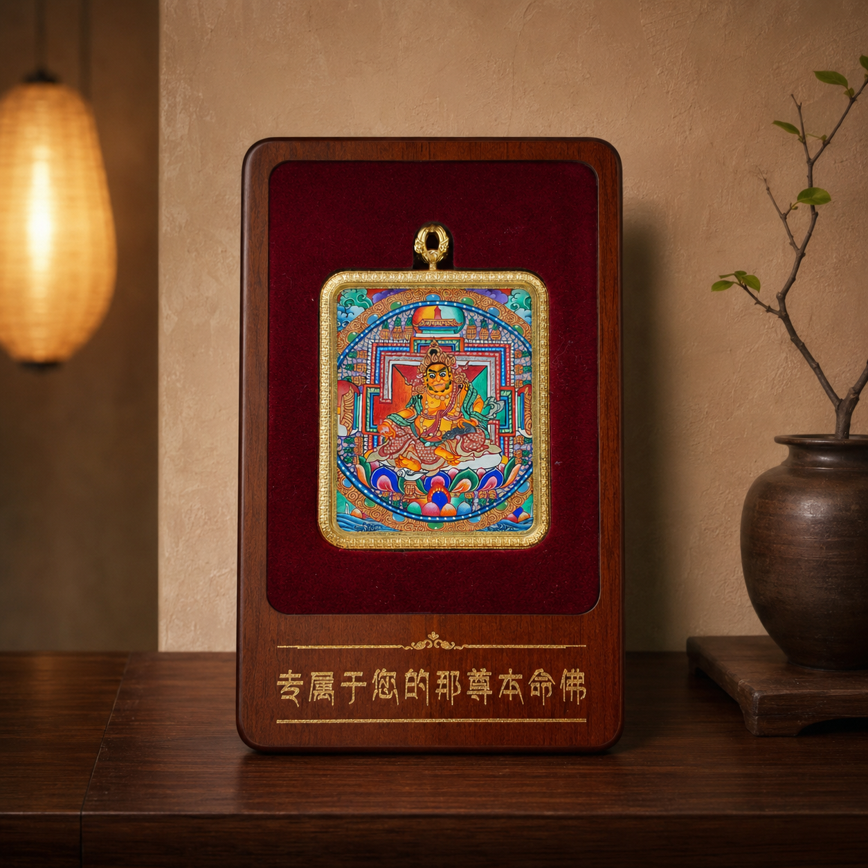 黄财神唐卡展示盒