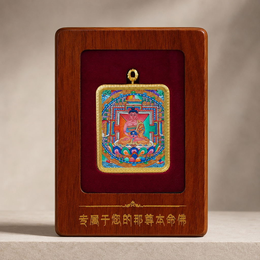 阿弥陀佛唐卡木质展示框