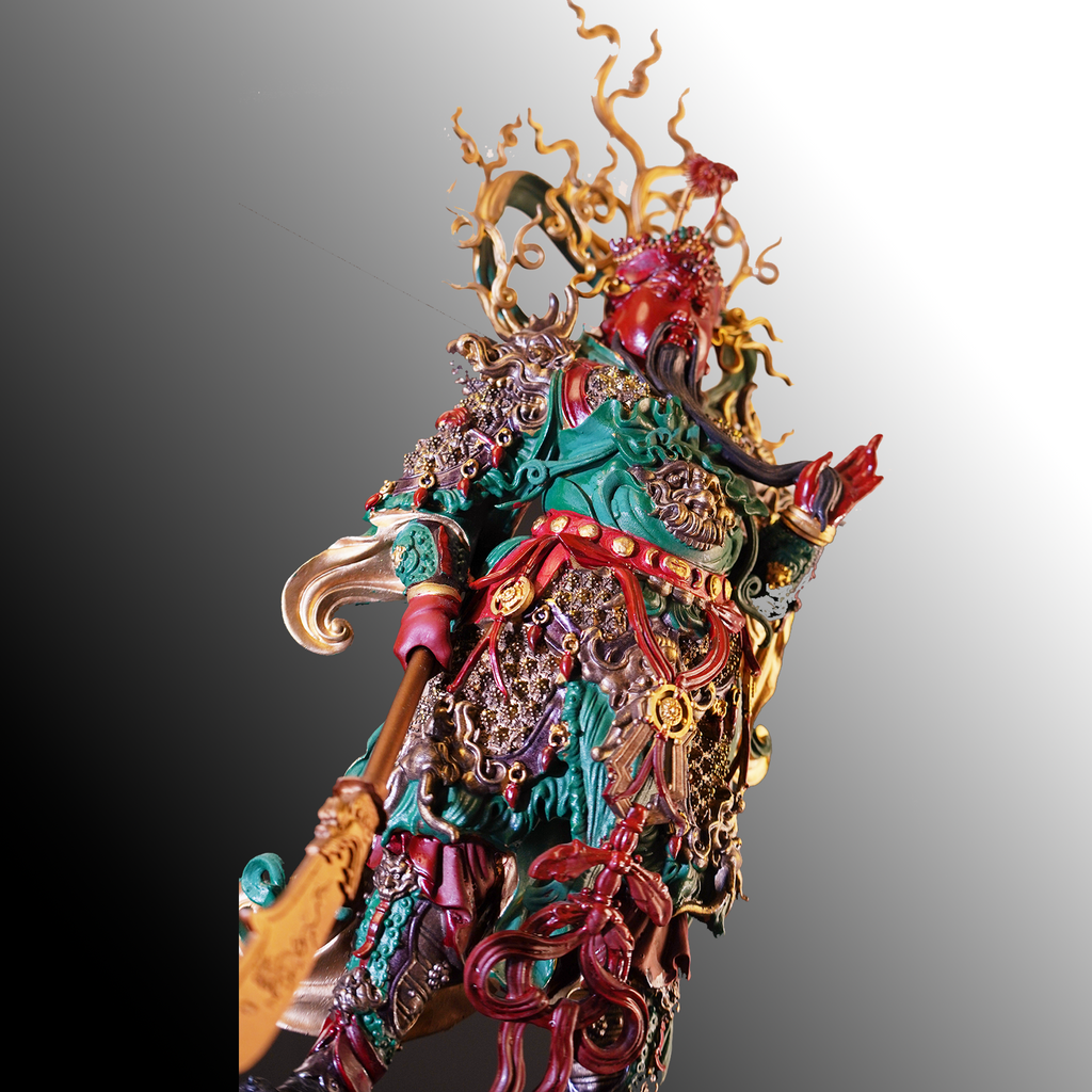 Intangible Cultural Heritage Cloisonné Pure Copper Guan Yu Statue | Wards off evil and attracts wealth, loyalty for all ages
