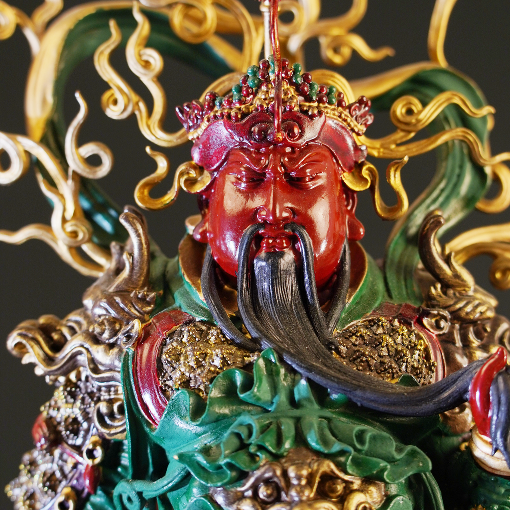 Intangible Cultural Heritage Cloisonné Pure Copper Guan Yu Statue | Wards off evil and attracts wealth, loyalty for all ages