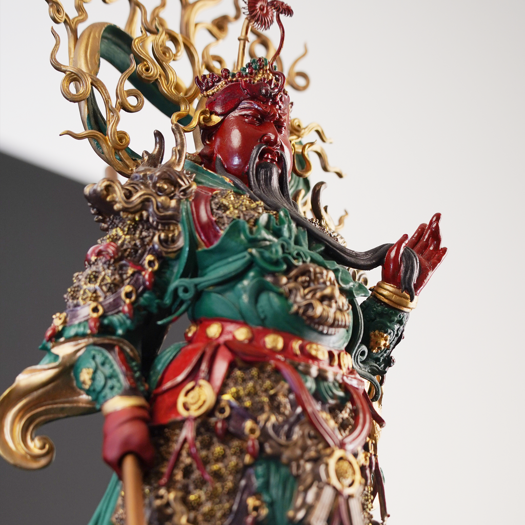 Intangible Cultural Heritage Cloisonné Pure Copper Guan Yu Statue | Wards off evil and attracts wealth, loyalty for all ages