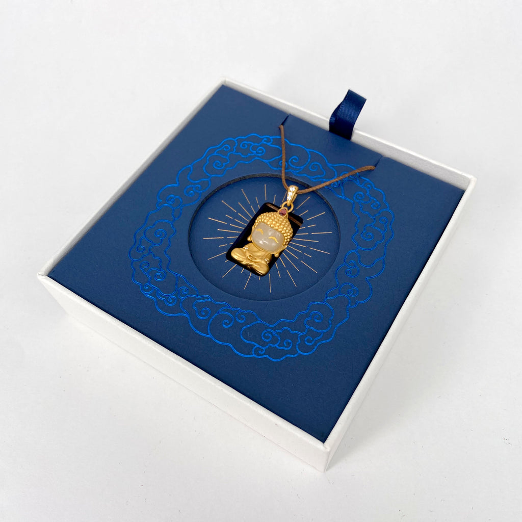Copper-inlaid Jade Pendant | Happy Jade Buddha
