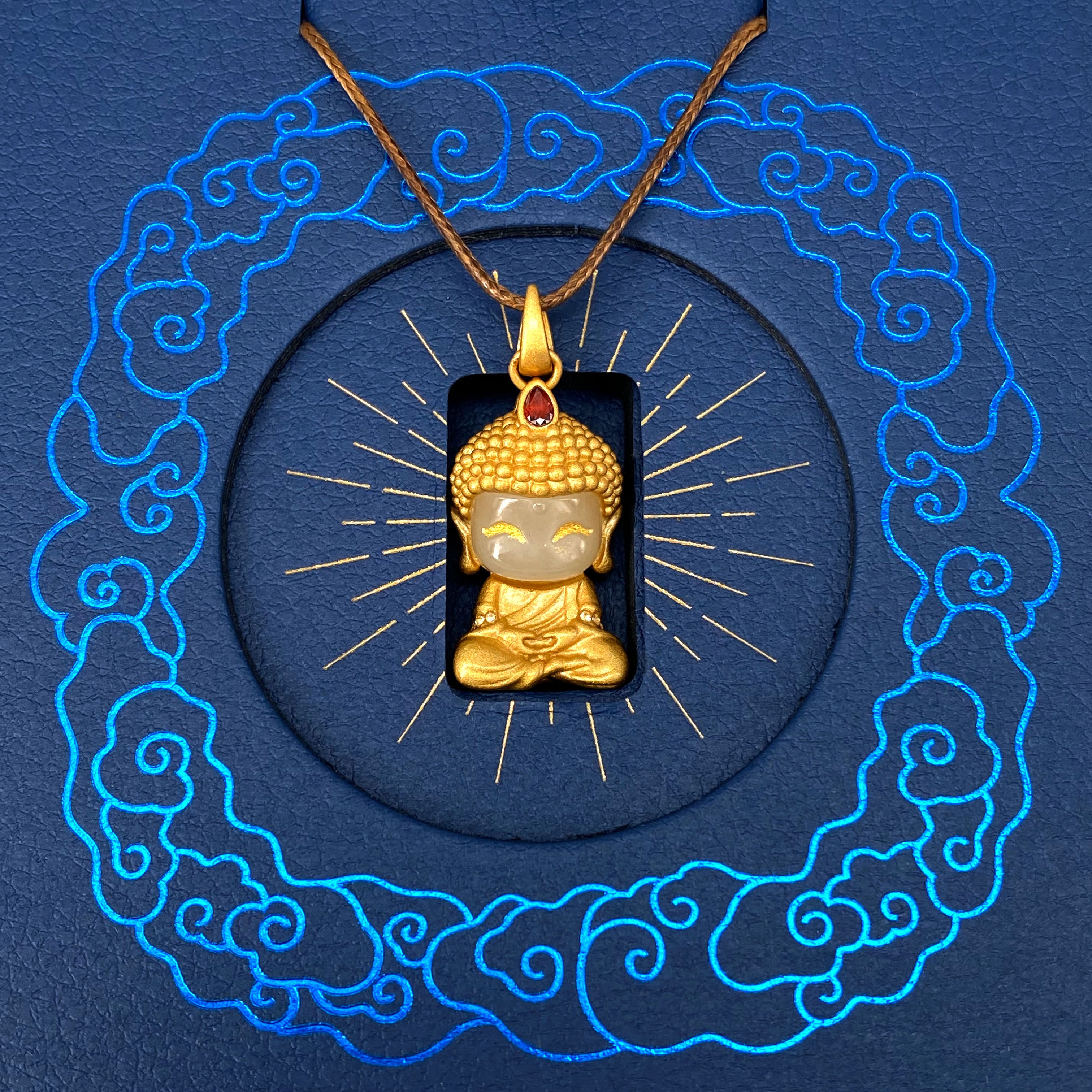 Copper-inlaid Jade Pendant | Happy Jade Buddha