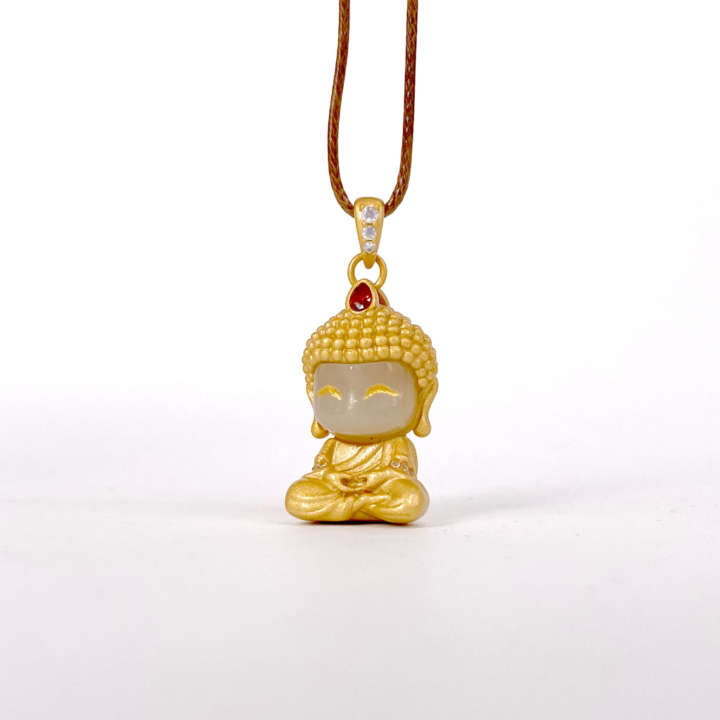 Copper-inlaid Jade Pendant | Happy Jade Buddha