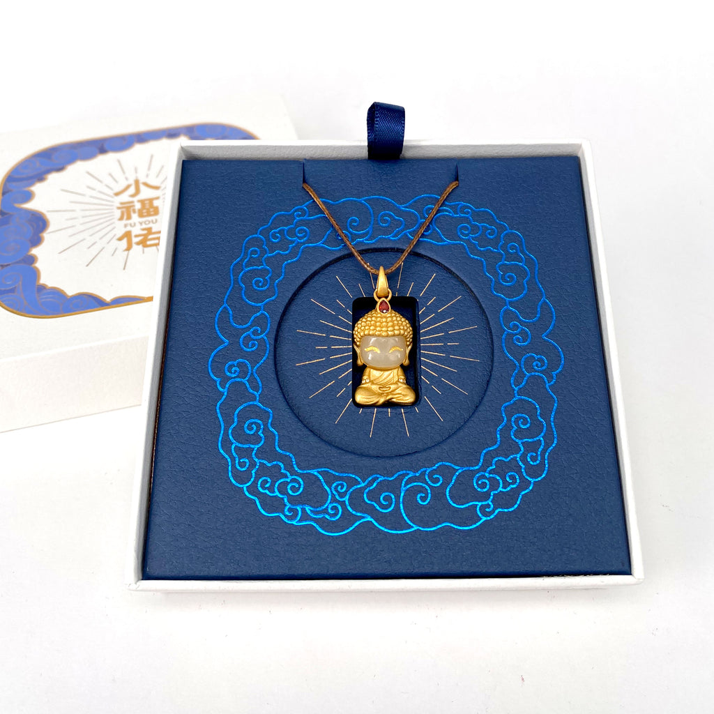 Copper-inlaid Jade Pendant | Happy Jade Buddha