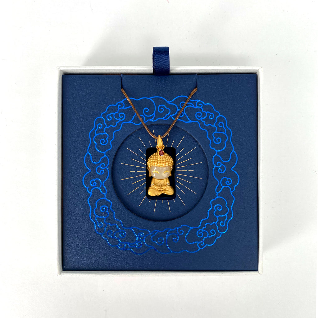 Copper-inlaid Jade Pendant | Happy Jade Buddha