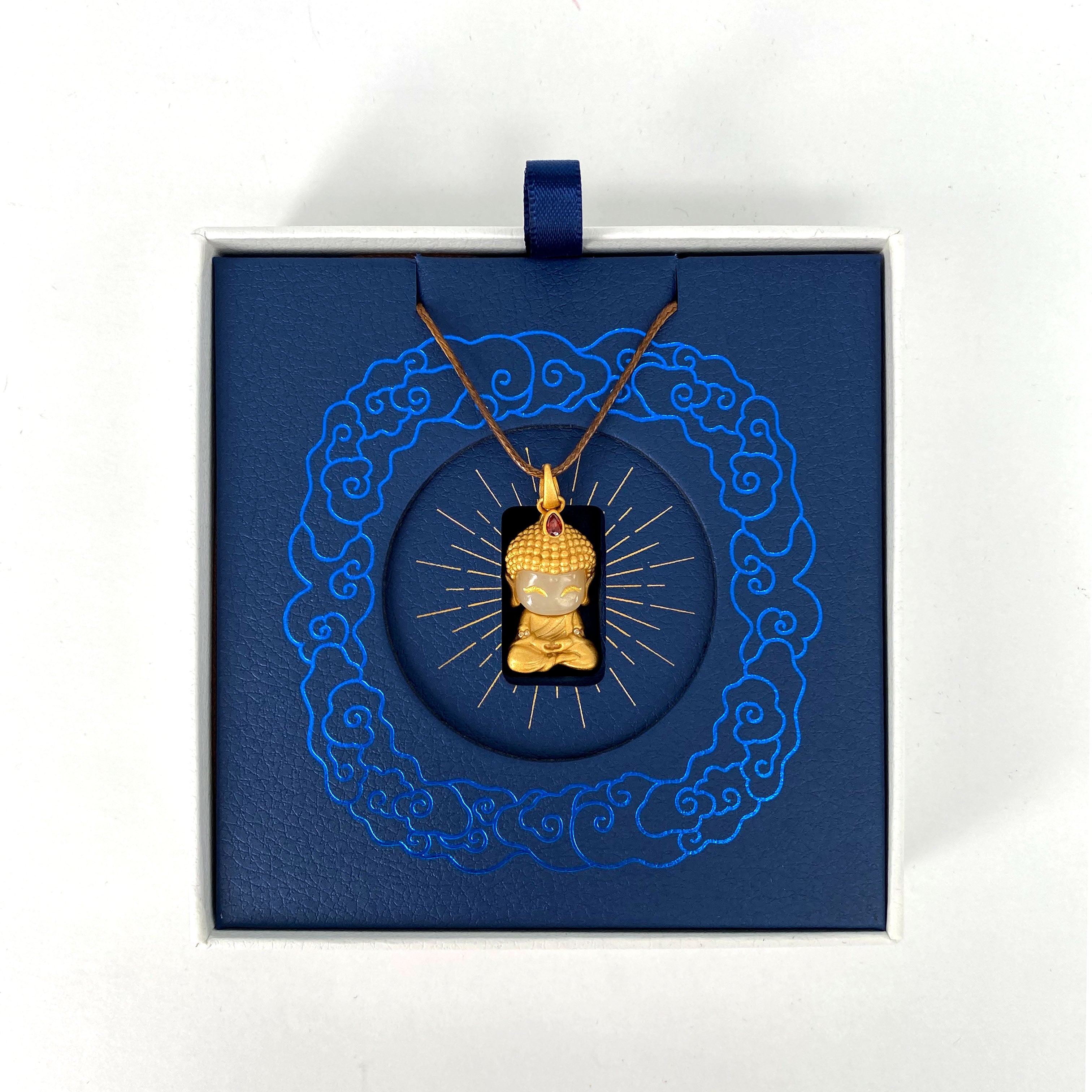 Copper-inlaid Jade Pendant | Happy Jade Buddha