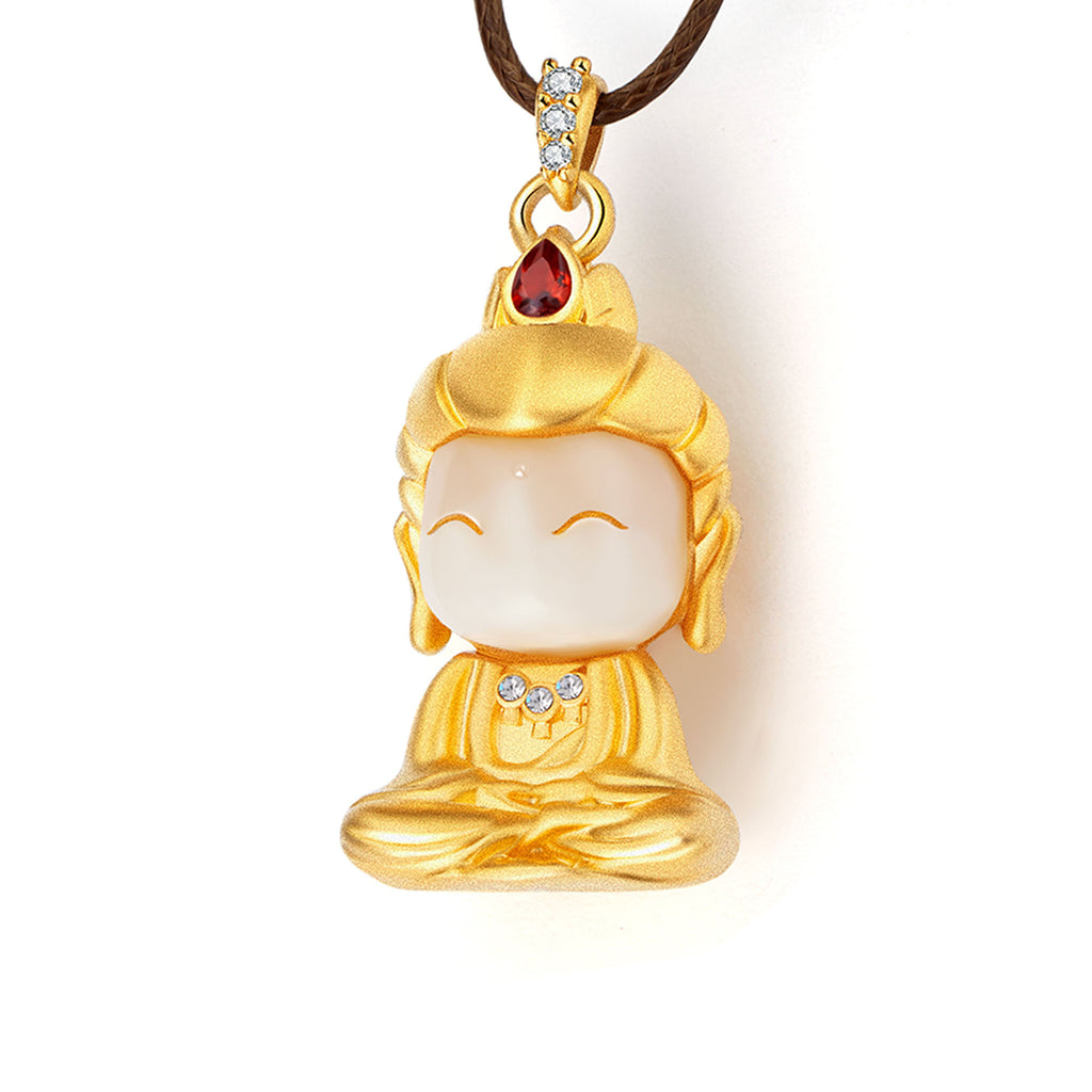 Copper-inlaid Jade Pendant | Happy Jade Guanyin