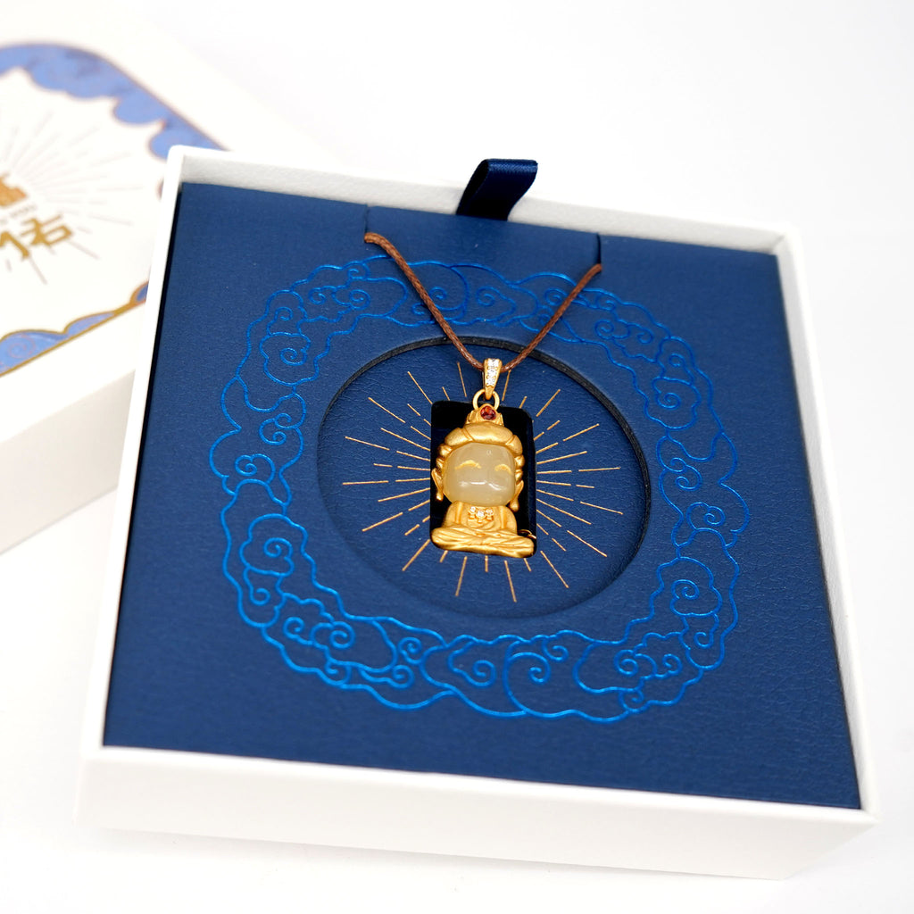 Copper-inlaid Jade Pendant | Happy Jade Guanyin