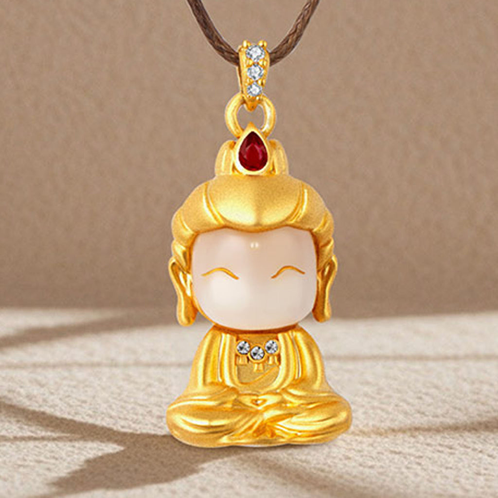 Copper-inlaid Jade Pendant | Happy Jade Guanyin